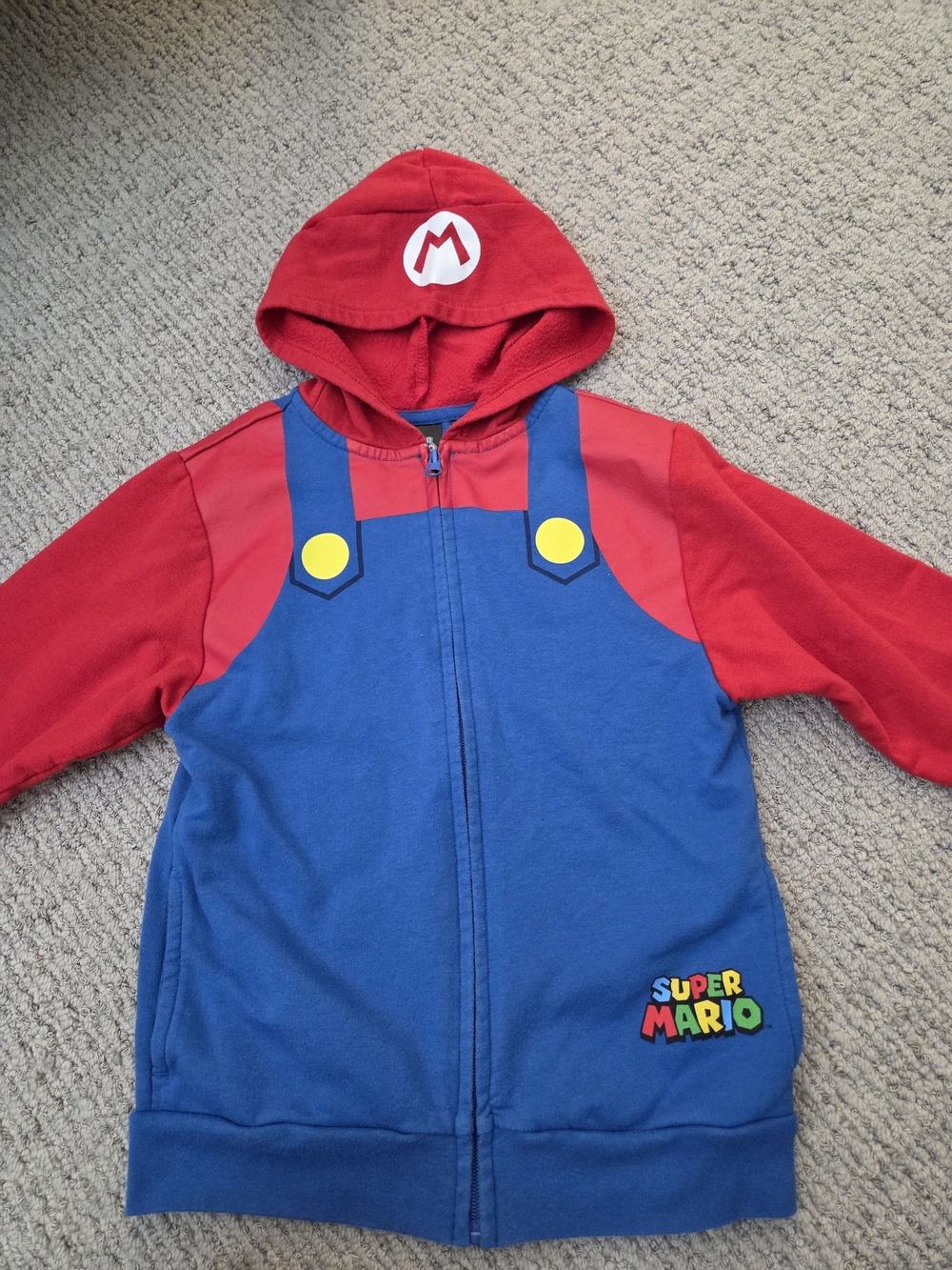 Red & Blue Super Mario Hoodie Jacket Kids Size Small
